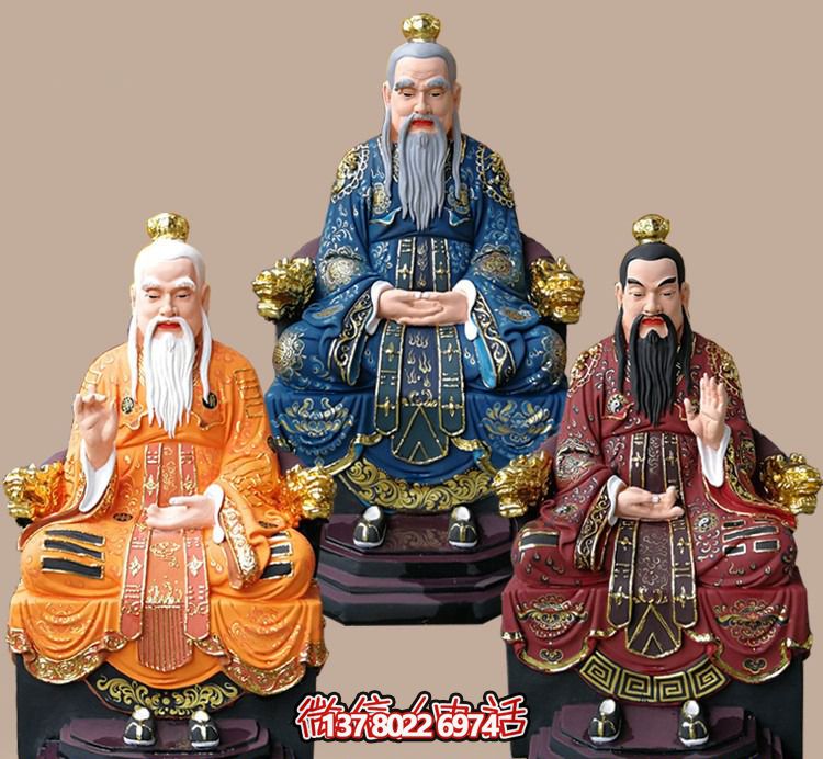 玻璃鋼老子三清尊神佛像，精美彩繪全景展示梵形神寶君