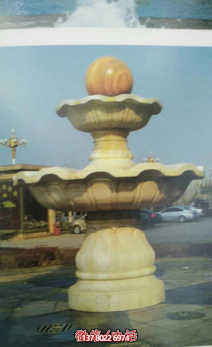 大理石雙層風(fēng)水球噴泉，為景觀公園添彩雕塑