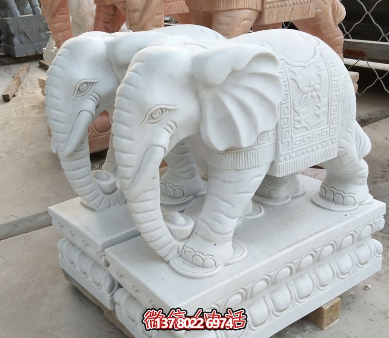漢白玉雕塑，招財(cái)大象，令您鎮(zhèn)宅景區(qū)庭院更加迷人