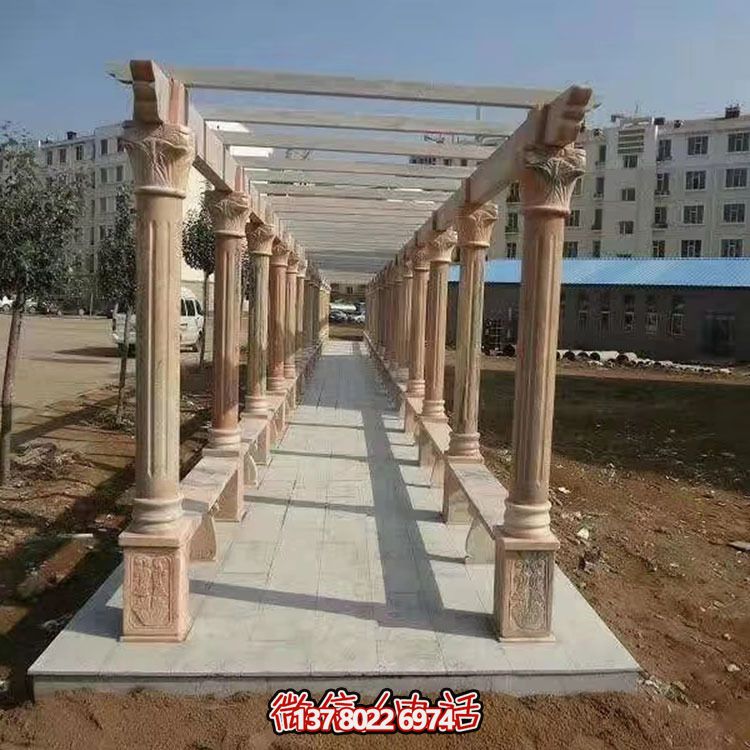 學院廣場擺放晚霞紅花架長廊涼亭 學院廣場擺放晚霞紅花架長廊涼亭