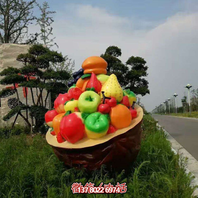 戶(hù)外街道玻璃鋼彩繪仿真水果雕塑