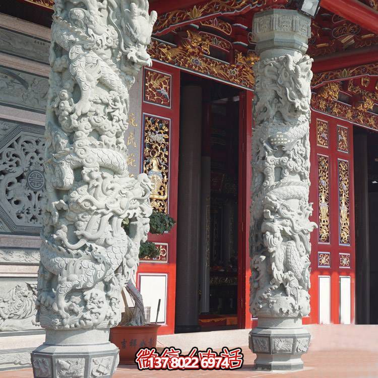 庭院景區(qū)寺廟大型盤(pán)龍龍柱雕塑