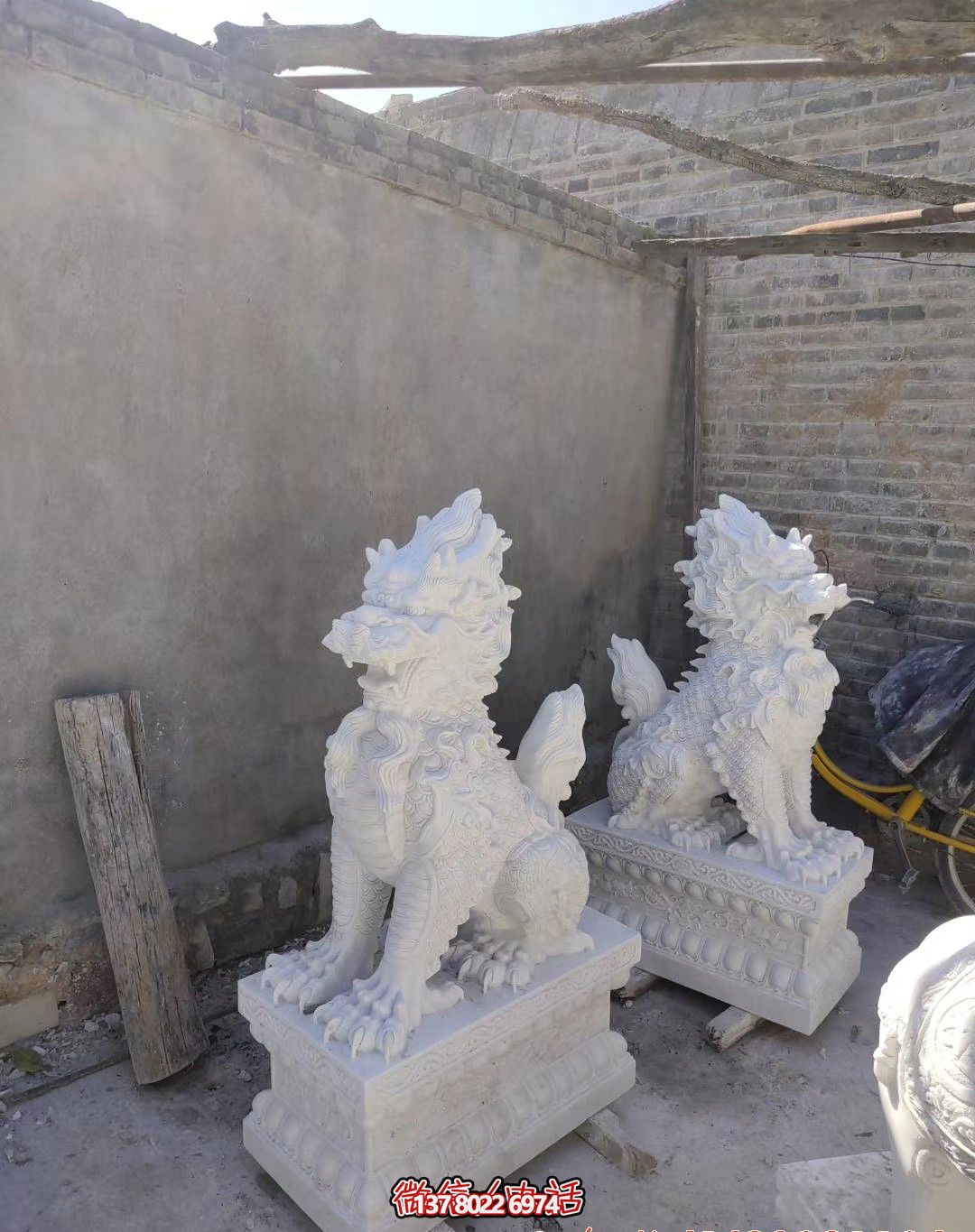 飯店門(mén)口漢白玉石雕麒麟雕塑 飯店門(mén)口漢白玉石雕麒麟雕塑