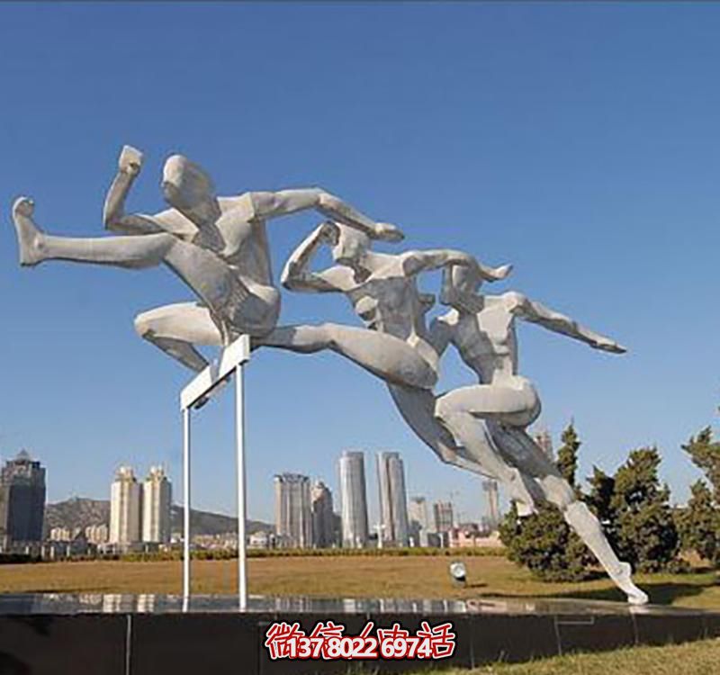 公園景觀小品不銹鋼跨欄運(yùn)動人物雕塑 公園景觀小品不銹鋼跨欄運(yùn)動人物雕塑