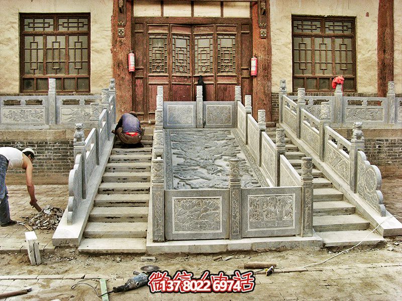 景點(diǎn)臺階走廊護(hù)欄青石浮雕欄桿