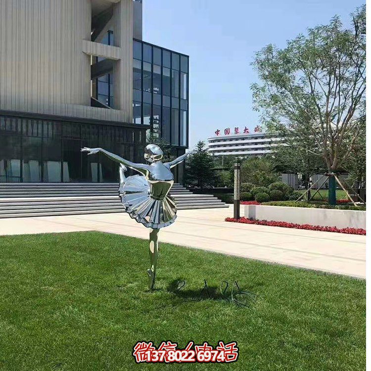 不銹鋼芭蕾女孩，鏡面跳舞女孩雕塑