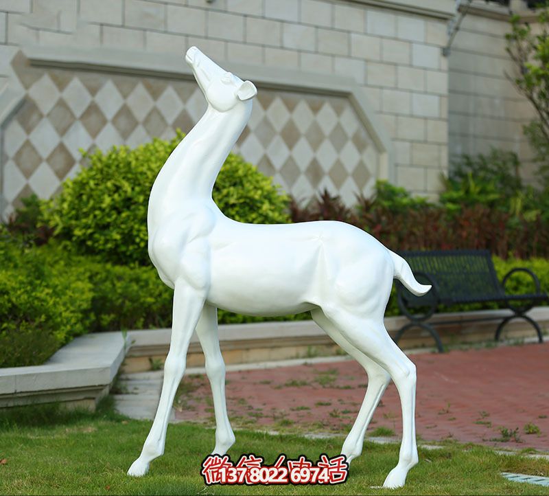 廣場(chǎng)玻璃鋼戶外景觀白色鹿雕塑 廣場(chǎng)玻璃鋼戶外景觀白色鹿雕塑