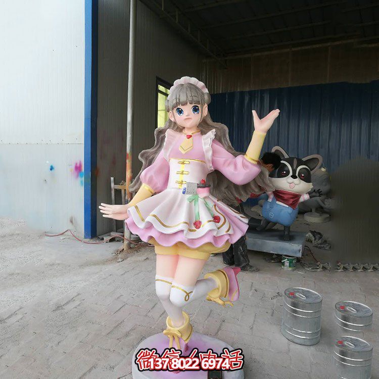 商場(chǎng)飯店迎賓擺放玻璃鋼卡通美少女人物雕塑