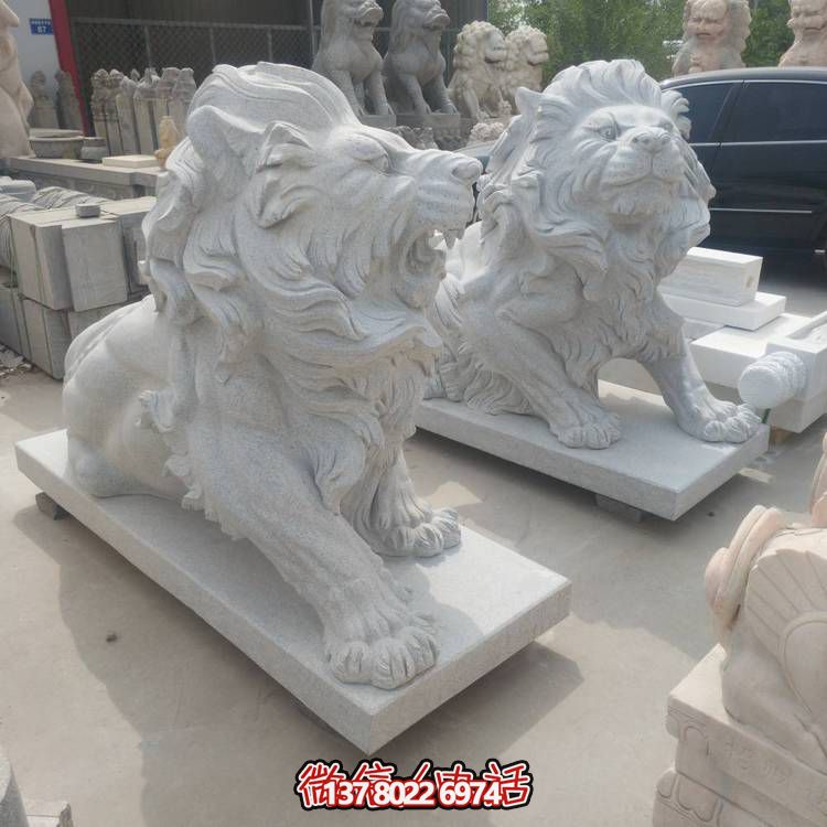 大理石石雕創(chuàng)意景觀工廠企業(yè)鎮(zhèn)宅招財獅子雕塑