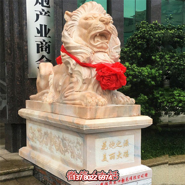 公司酒店門(mén)口石獅大理石動(dòng)物雕塑鎮(zhèn)宅辟邪石雕
