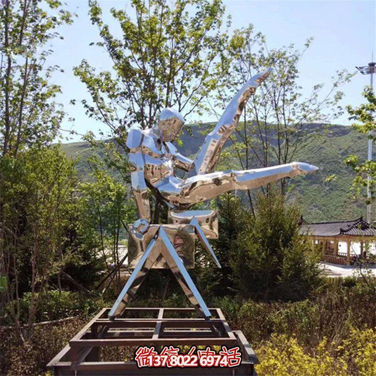 校園廣場戶外園林不銹鋼鏡面運(yùn)動(dòng)人物景觀擺件