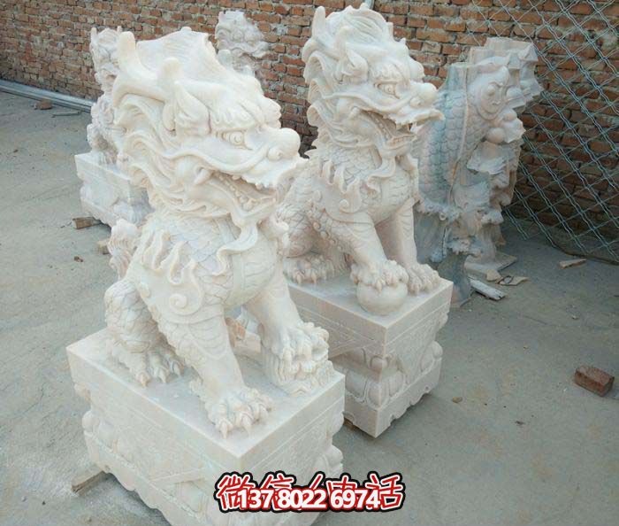 酒店門口鎮(zhèn)宅漢白玉石雕麒麟雕塑 酒店門口鎮(zhèn)宅漢白玉石雕麒麟雕塑