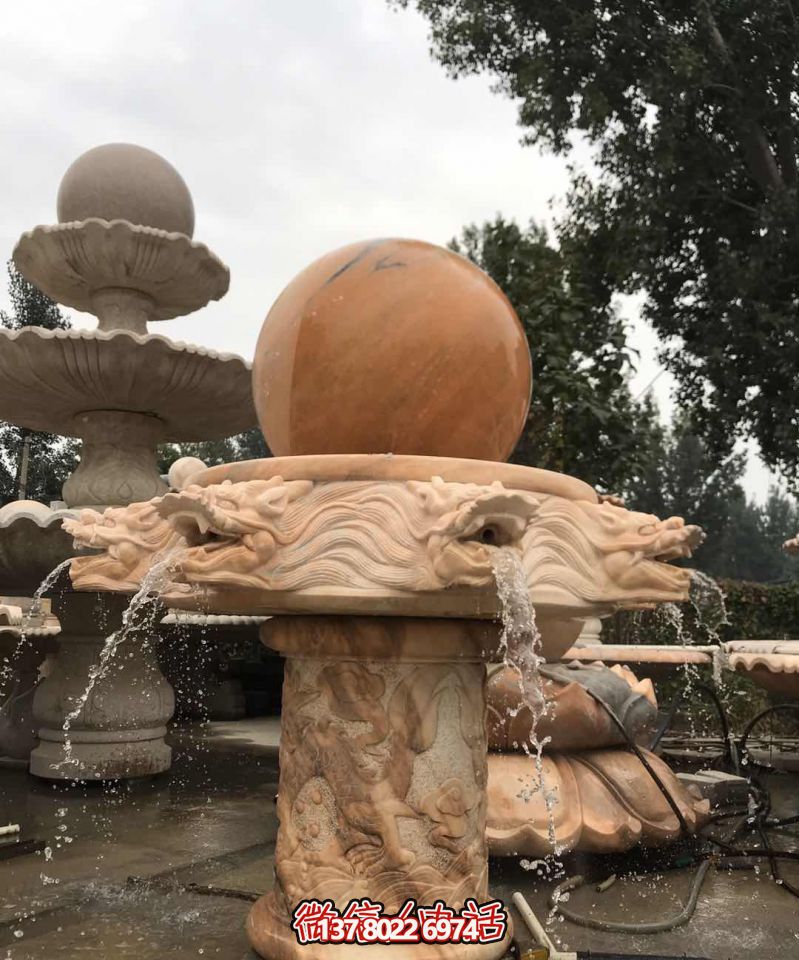 小區(qū)企業(yè)晚霞紅龍頭浮雕風(fēng)水球石雕 小區(qū)企業(yè)晚霞紅龍頭浮雕風(fēng)水球石雕
