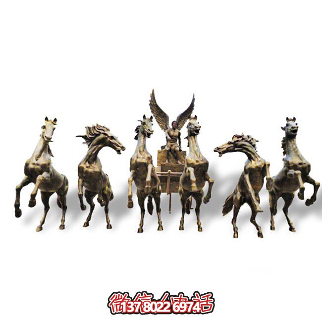 小區(qū)別墅戶(hù)外擺放玻璃鋼仿銅阿波羅戰(zhàn)車(chē)雕塑