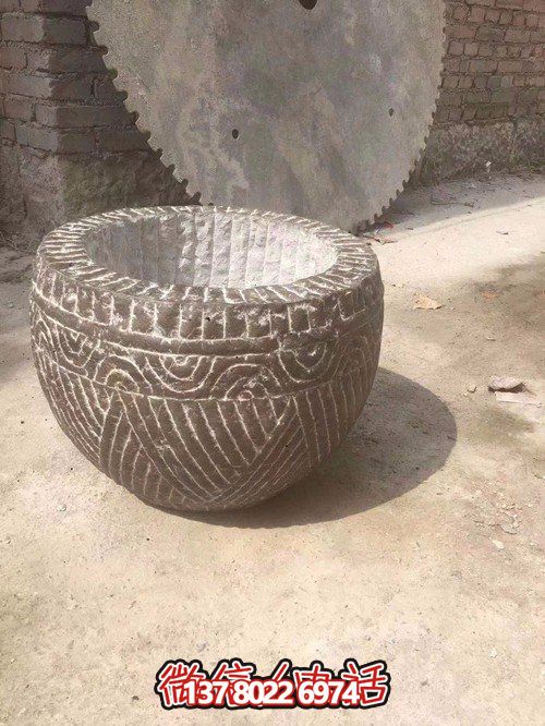仿古做舊養(yǎng)魚(yú)養(yǎng)花水缸庭院石缸石雕老石槽雕塑