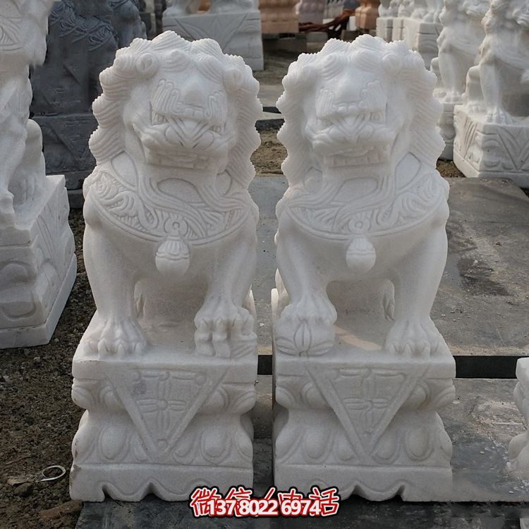 漢白玉精雕園林別墅門(mén)前擺放招財(cái)祈福獅子雕塑擺件 漢白玉精雕園林別墅門(mén)前擺放招財(cái)祈福獅子雕塑擺件