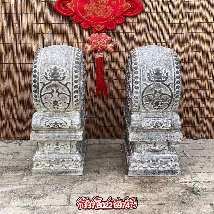 青石仿古抱鼓石，大理石古建大門門墩