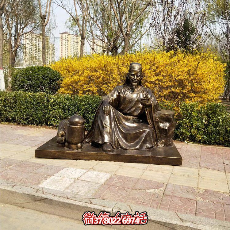 茶圣陸羽雕塑，玻璃鋼仿銅歷史名人情景雕塑