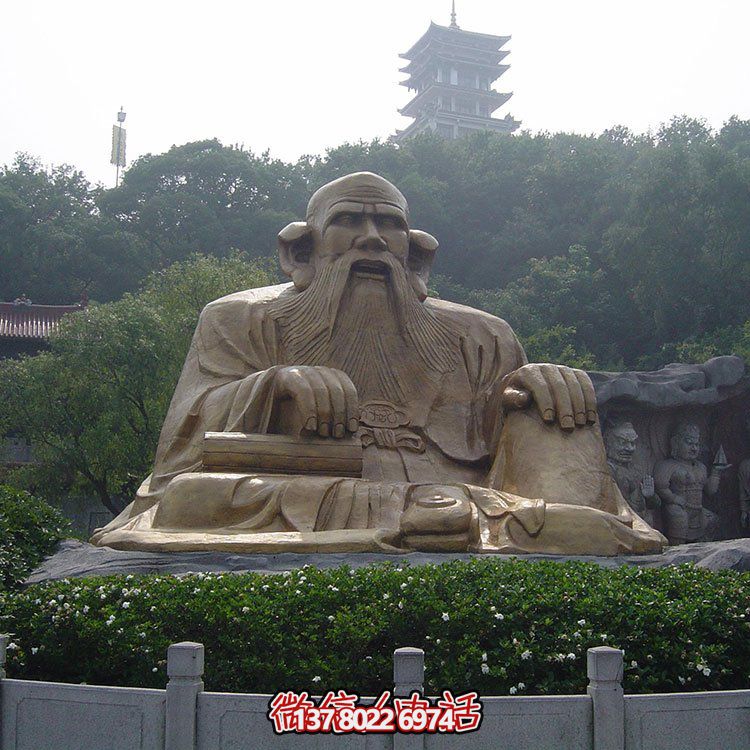 廣場景區(qū)大型銅雕老子，戶外仿銅古代人物雕塑