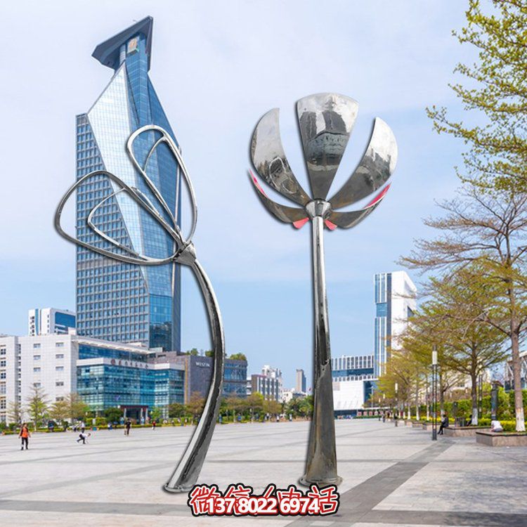景區(qū)廣場(chǎng)擺放大型不銹鋼抽象花朵